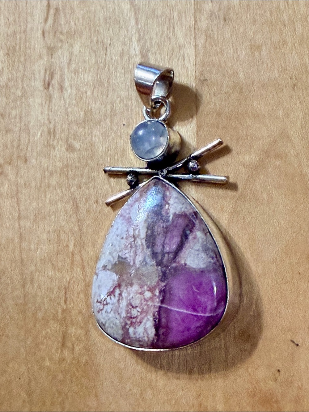Outstanding Cobalt Calcite Teardrop Pendant Necklace - 925 Plated/Stamped - Picture 2 of 2